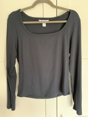 Athleta Women's Signature Rib Square Neck Top in Charcoal